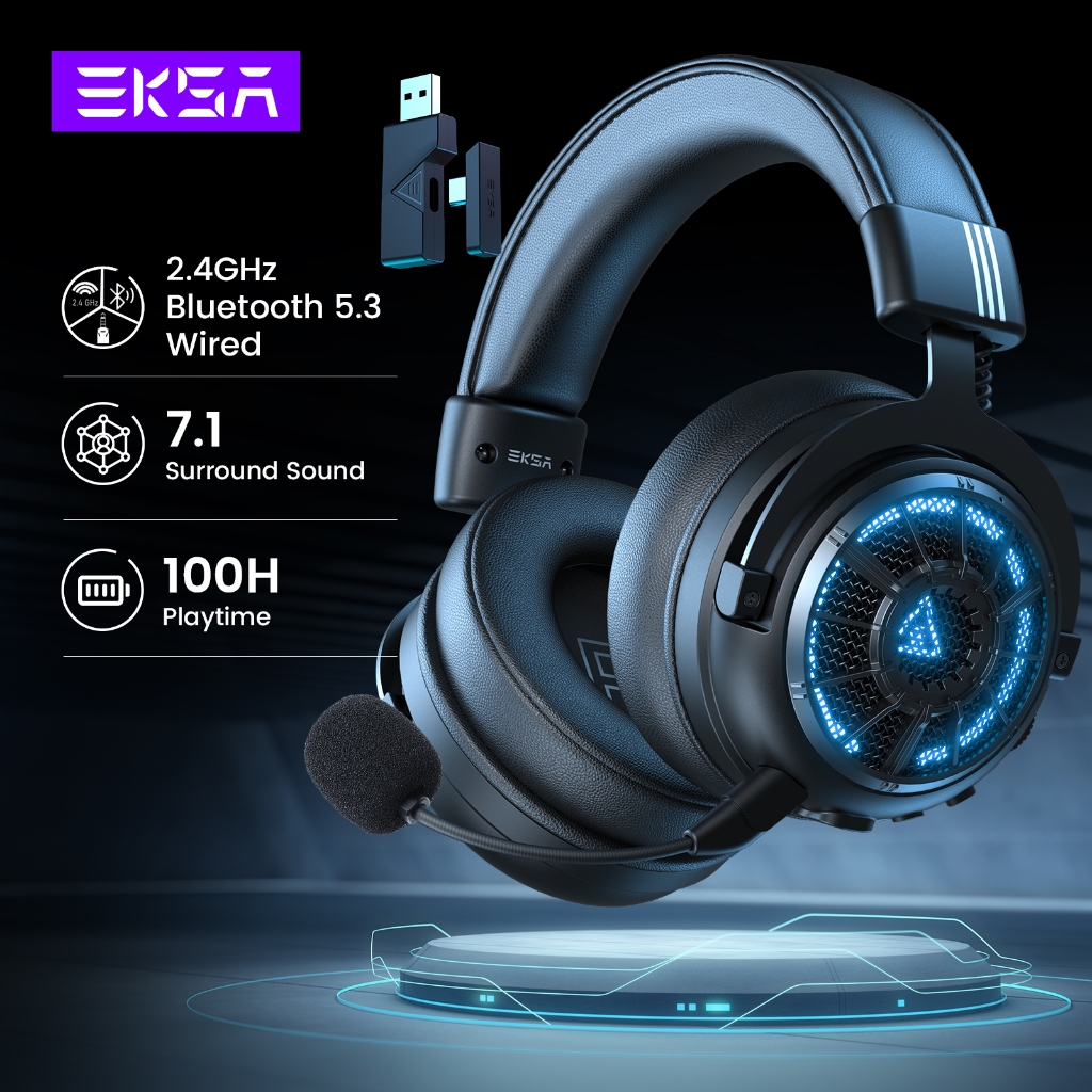 Eksa E5000 BT PC หูฟังไร้สาย 2.4GHz ชุดหูฟังสําหรับเล่นเกมบลูทูธพร้อมไมโครโฟนตัดเสียงรบกวน ENC