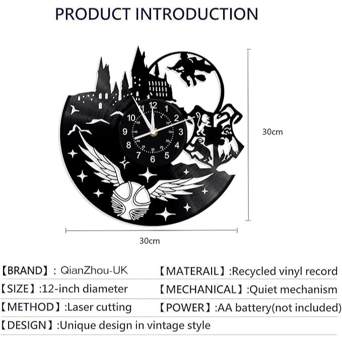 ของขวัญนาฬิกาแขวนบันทึกไวนิล Harry Potter พร้อมโคมไฟกลางคืน 7 สี Harry Potter Wall Decor Merch - รูปที่ 5