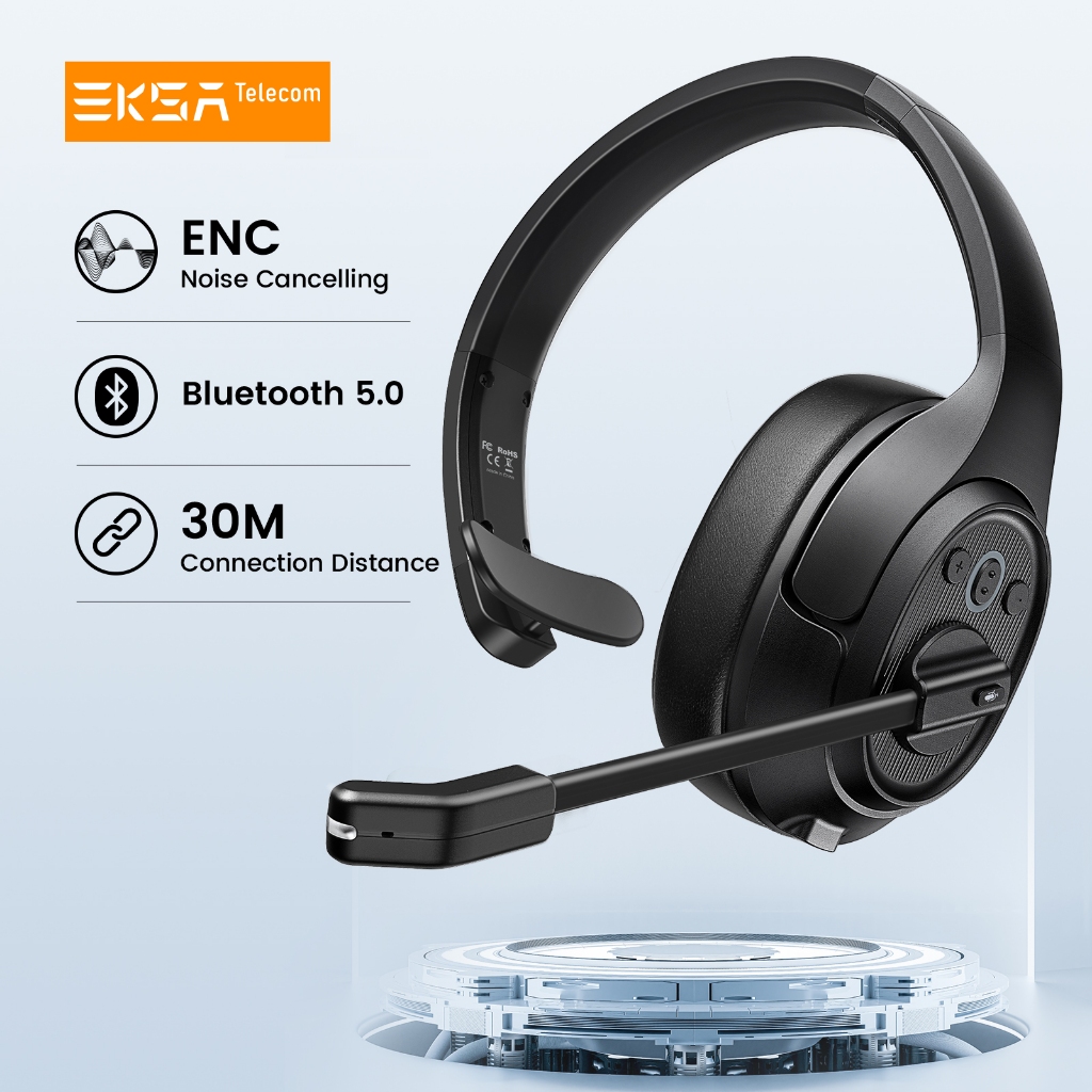 Eksa H1 หูฟังไร้สายบลูทูธ Mono ชุดหูฟังพร้อมไมโครโฟนตัดเสียงรบกวน ENC สําหรับ Office/Driver