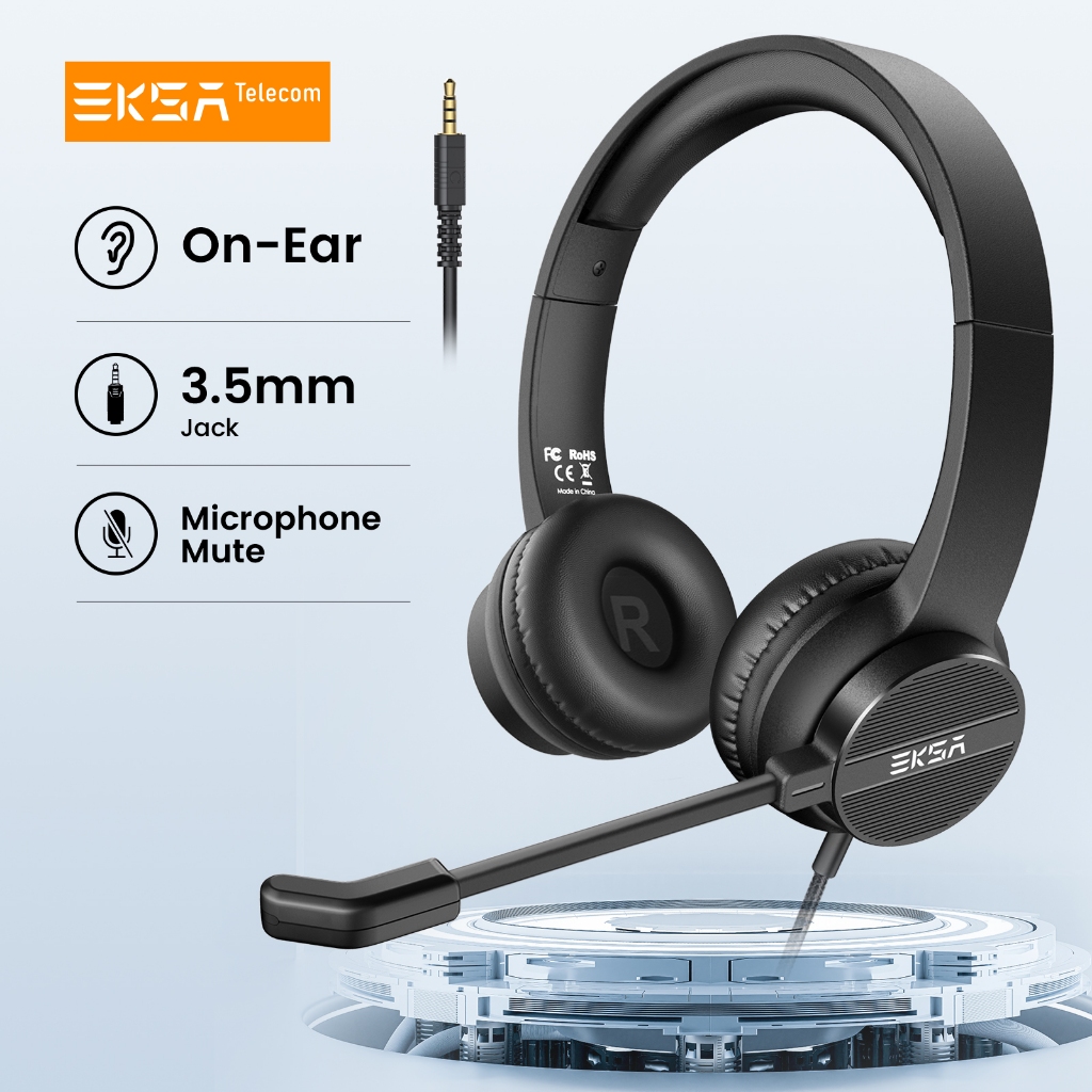 Eksa H12 หูฟังแบบมีสายพร ้ อมไมโครโฟน 3.5 มม . ชุดหูฟังสํานักงานออนเอียร ์ สําหรับคอมพิวเตอร ์ /Call