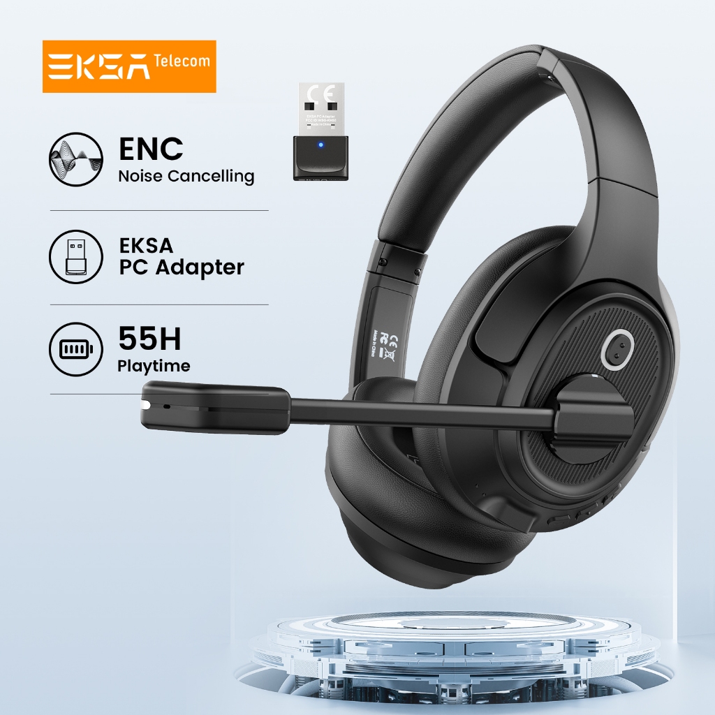 Eksa H6 หูฟังไร้สายบลูทูธชุดหูฟังสํานักงานพร้อม USB Dongle ENC Call Noise Cancelling Mic