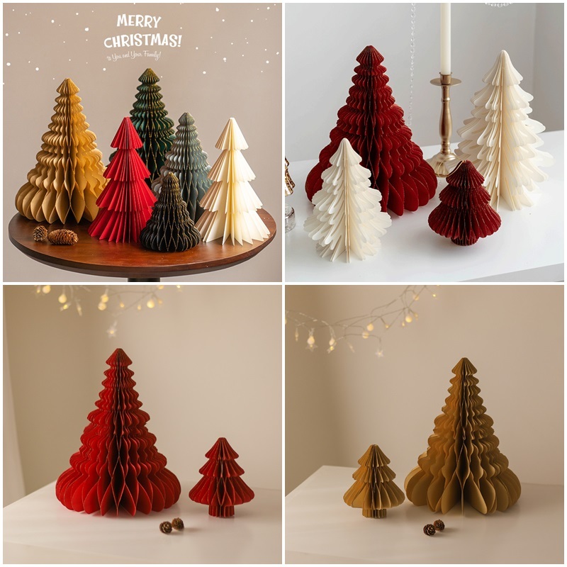 Creative Handmade Christmas Tree Simple กระดาษพับโต๊ะเครื่องประดับ Christmas Party Decor