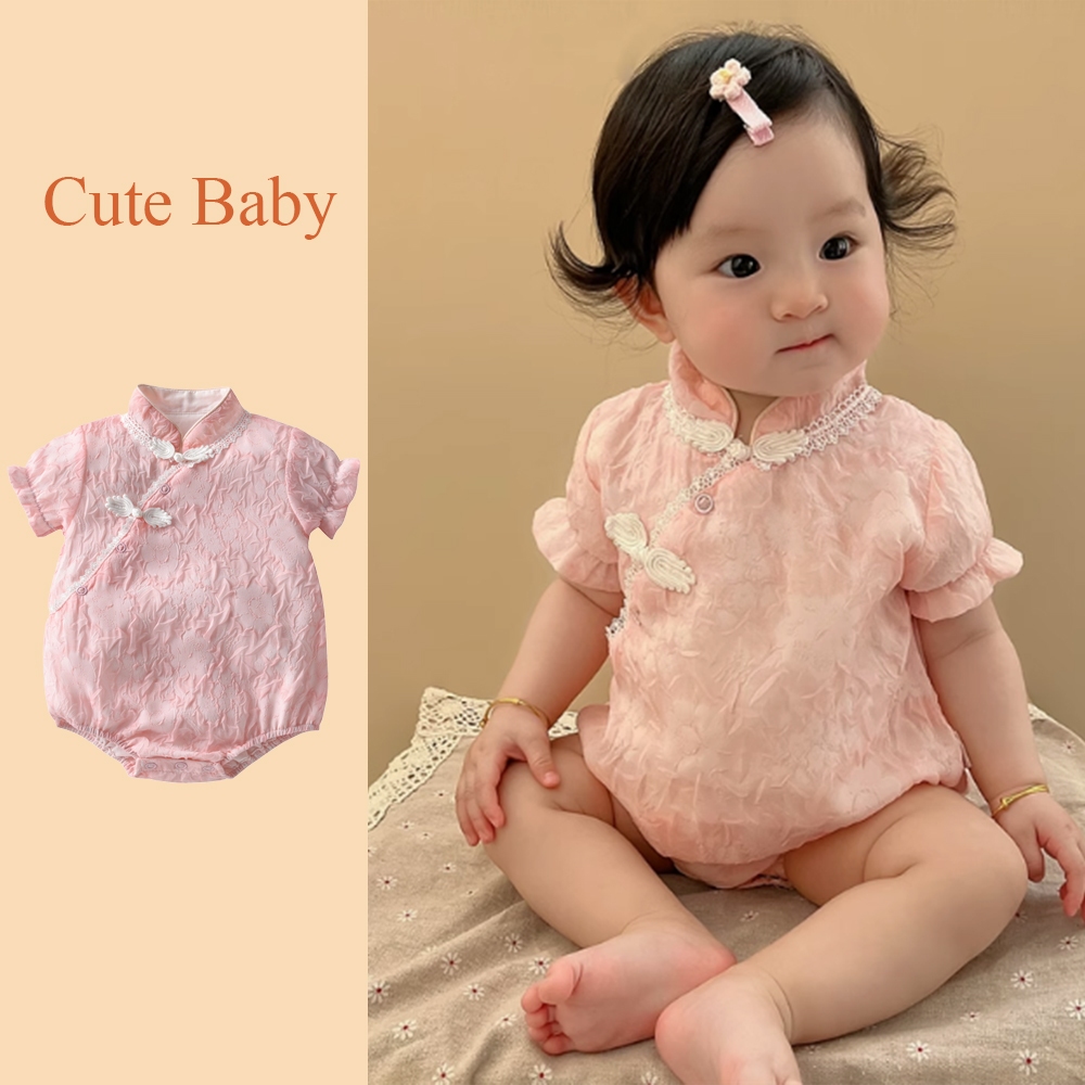 ตรุษจีน Cheongsam เสื้อผ้าเด็กแรกเกิด Jumpsuit ทารกสาว Romper 0-24 เดือน