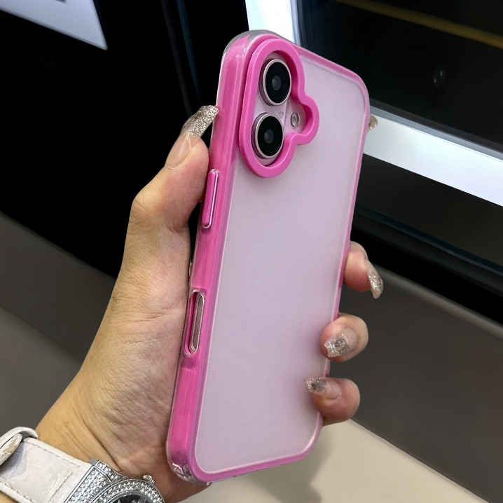 【3 in 1/Matte acrylic hard case/Roes Red】เคส compatible for iphone 11 12 13 14 15 16 pro max case