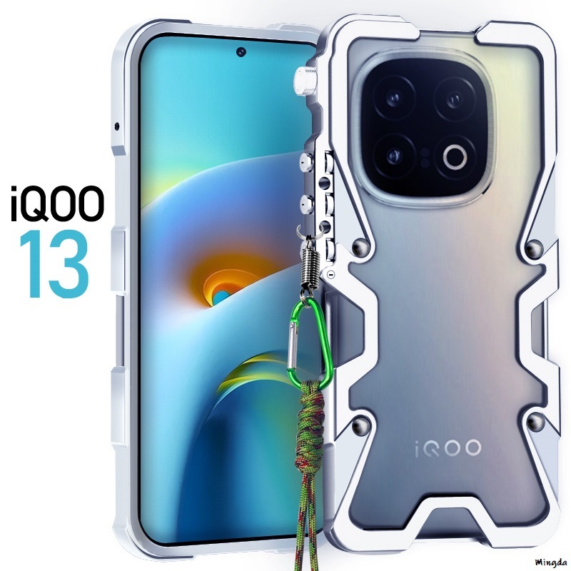 เคสกรอบโลหะ ZIMON สําหรับ Vivo iQOO 13 , เคสกันกระแทกกันชนอลูมิเนียมอัลลอยด์พร้อมเชือกเส้นเล็ก