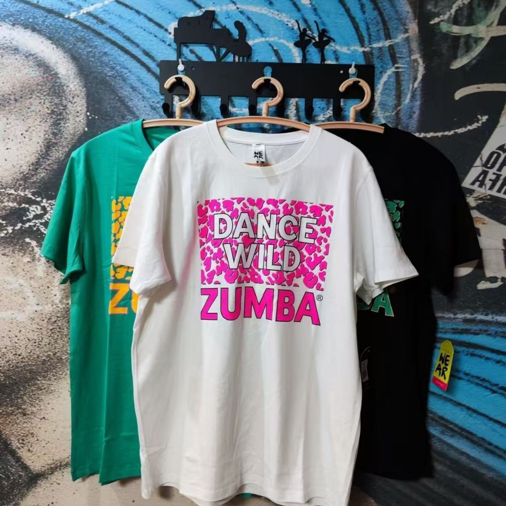 Zumba zumba ZW2024 Basic Sports Fitness Round Neck Men Women Colourful Dopamine เสื้อผ้าเสื้อยืดครึ่งแขนผ้าฝ้ายแท้