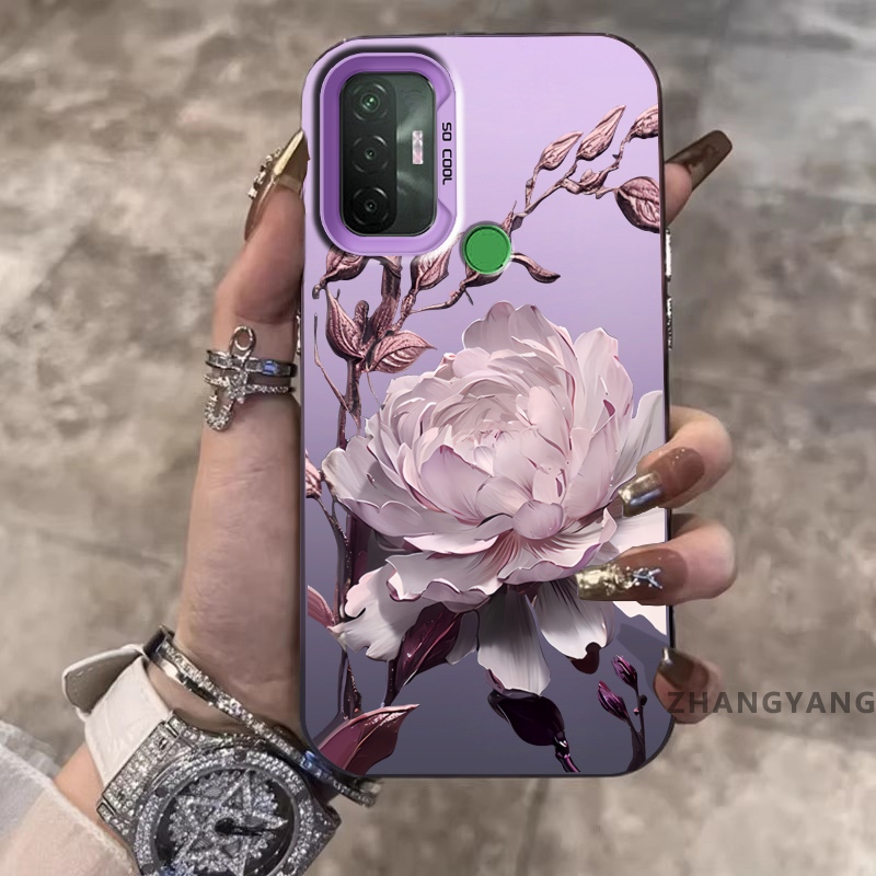เคสสําหรับ OPPO A53 A33 ซิลิโคนวัสดุเคลือบเคสโทรศัพท์ป้องกันการตกรูปแบบดอกบัวความงามและเคสนิ่ม TPU ดีไซน์ใหม่