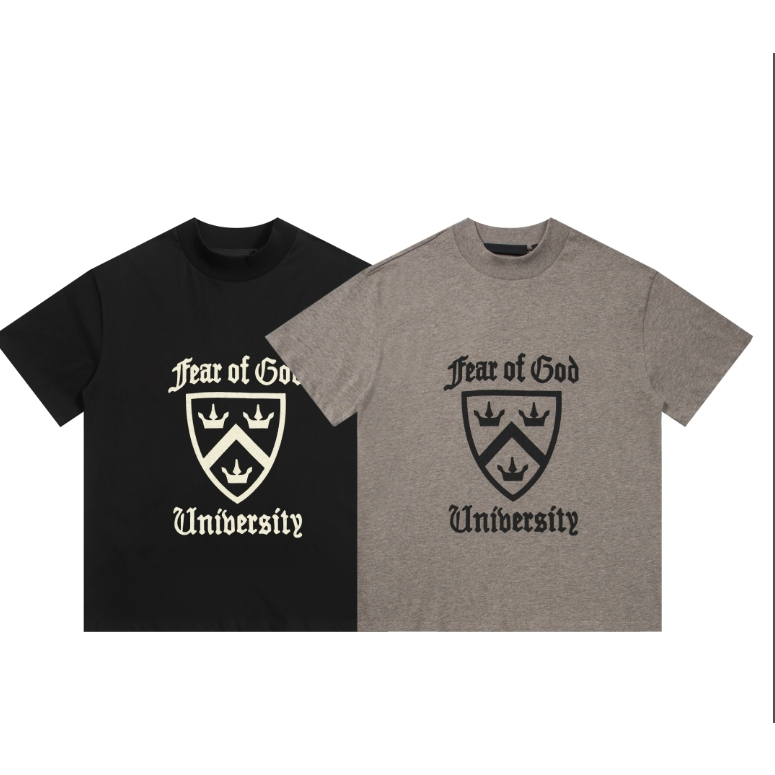 Fear OF GOD Double Line ESSENTIAL Autumn Letter เสื้อยืดแขนสั้นพิมพ์ลายดีไซน์ใหม่สําหรับผู้ชายและผู้หญิง