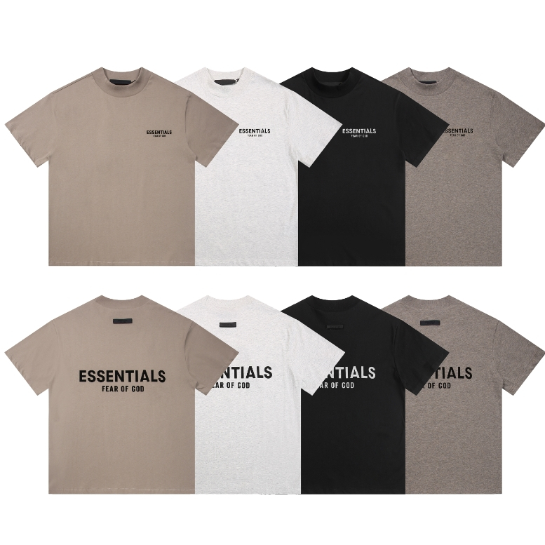 Fear OF GOD Double Line ESSENTIAL Autumn Small Letter พิมพ์เสื้อยืดแขนสั้นสําหรับผู้ชายและผู้หญิง