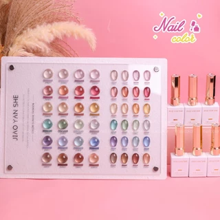 Jiao YAN SHE 24 สีลูกปัดแก้ว Cat Eye Silk Light Nails ยาทาเล็บชุดกาว (JYS) ฟรีการ์ดสี