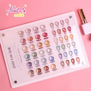 Jiao YAN SHE 24 สีลูกปัดแก้ว Cat Eye Silk Light Nails ยาทาเล็บชุดกาว (JYS) ฟรีการ์ดสี