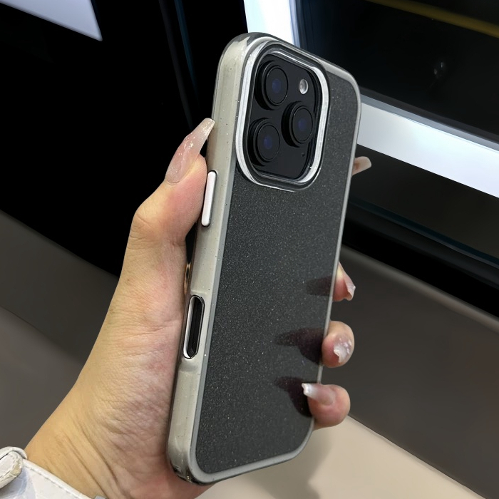 【3 in 1/Hard case/Transparent Glitter/Gray】เคส compatible for iPhone 11 12 13 14 15 16 pro max case