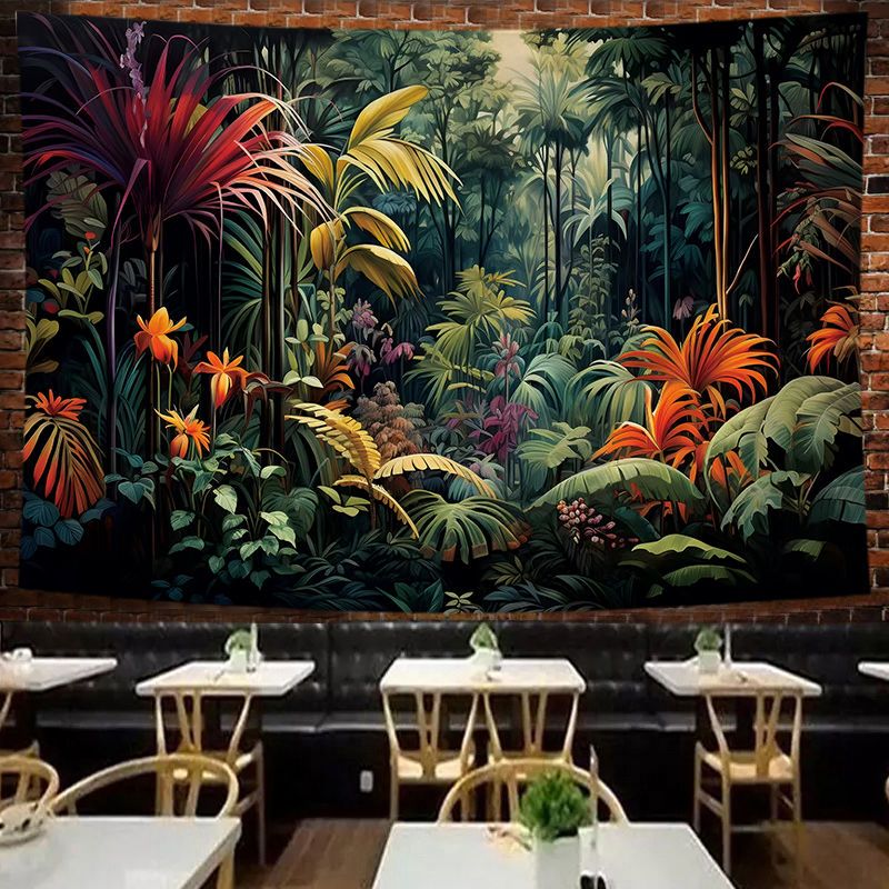 Nordic ins Tropical Rainforest Tapestry Night Market Stall Tapestry ผ้าปูโต๊ะห้องดัดแปลงพื้นหลังผ้า High-End Feeling