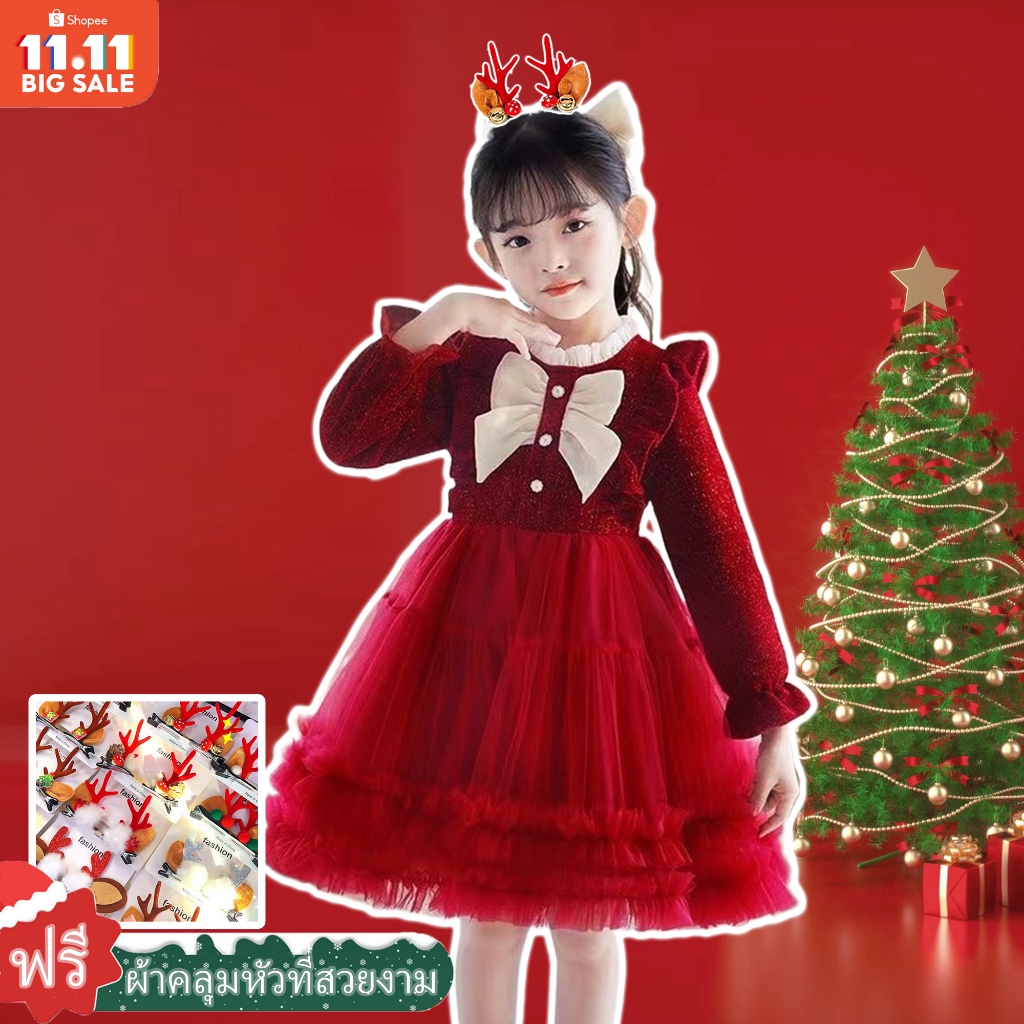 1-8 ปีสาวชุดแต่งตัวคริสต์มาสทารกชุดเจ้าหญิงโบว์ออกแบบ