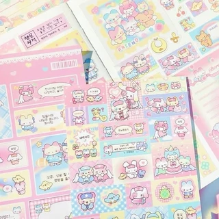 เกาหลีชุดฤดูใบไม้ผลิน่ารักการ์ตูนสัตว์สติกเกอร์ น่ารัก สาวสติกเกอร์บัญชีมือเคสโทรศัพท์ ไอแพด Planner ไดอารี่สมุดภาพเครื่องเขียน ทําเอง สติกเกอร์ตกแ
