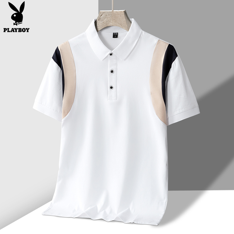 PLAYBOY New Pure Cotton Short Sleeved Polo Shirt with Ice Porcelain Cotton Splic