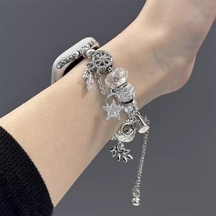Creative เครื่องประดับ Telescopic Chain สําหรับ iwatch serie Ultra 10 9 8 7 6 5 SE 4 3 2 1 คริสตัลโอปอล shining โลหะสําหรับ Apple Watch iwatch 49 มม.44 มม.45 มม.42 มม.40 มม.38 มม.4
