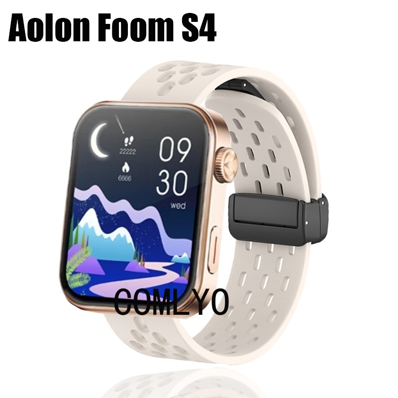 สําหรับ Aolon FOOM S4 สายนาฬิกาอัจฉริยะซิลิโคนอ่อนนุ่มพับปุ่มแม่เหล็กเข็มขัดผู้หญิงผู้ชาย Band