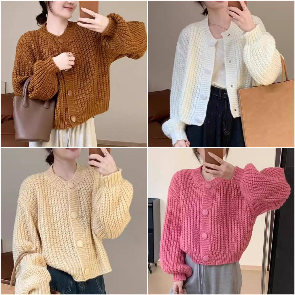 เสื้อกันหนาวไหมพรมคอกลมแฟชั่นสไตล์ลำลองสีลูกกวาด สวมใส่สบาย แมทช์ได้กับทุกลุค