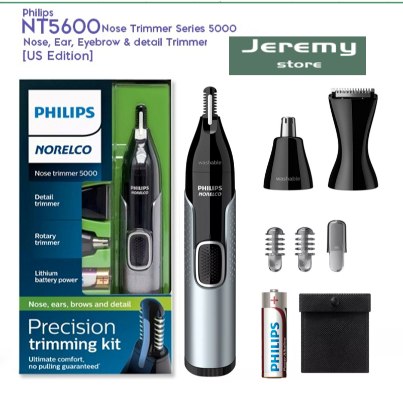 Philips Series 5000 NT5600/16 เครื่องตัดขนจมูก หู และคิ้ว พร้อมอุปกรณ์ตัดแต่งรายละเอียด ใช้แบตเตอรี่