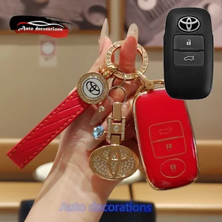 เคสกุญแจรถ Toyota YARIS 3 ปุ่ม Toyota raize avanza YARIS ativ/vios/YARIS CROSS ฝาครอบกุญแจ
