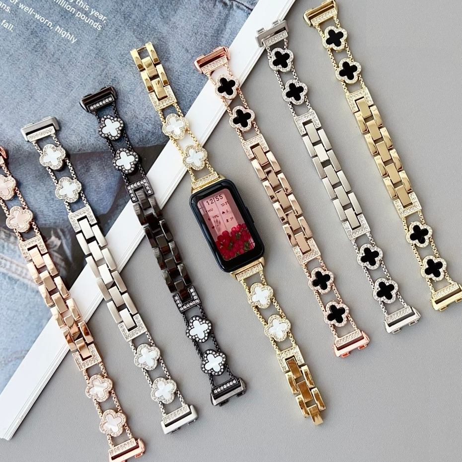 Metal Clover Watch Strap For Huawei band 11 สาย Huawei band11 pro สาย Huawei Band 10 สาย Huawei Band