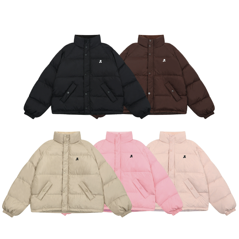 สต็อกพร้อม เสื้อแจ็คเก็ตขนเป็ดสีเทาลําลองแบรนด์เฉพาะเกาหลี unisex