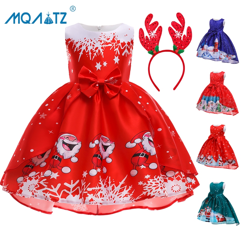 Mqatz ชุดคริสต์มาสเครื่องแต่งกายสําหรับเด็กเด็กผู้หญิงเสื้อผ้าเด็กผู้หญิงซานตาคลอสชุดเจ้าหญิงคอสเพลย์ปาร์ตี้ 2-10 ปี SD062
