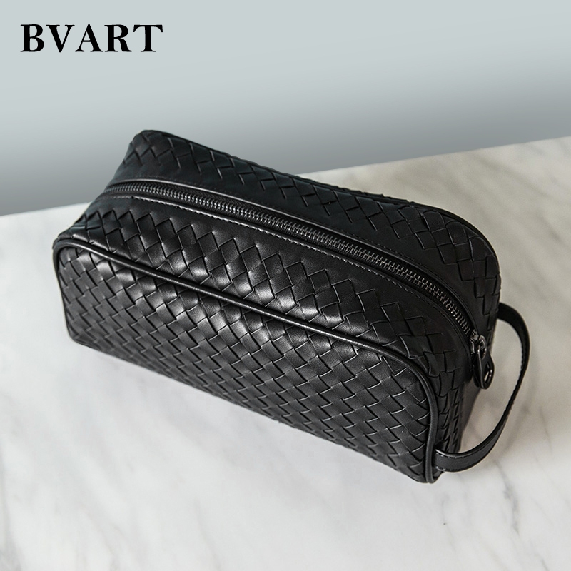 กระเป๋าเครื่องสำอางแบบพกพาแฟชั่นผู้ชายแบบเรียบง่ายกระเป๋าเก็บของขนาดใหญ่หนังแท้ระดับไฮเอนด์ 2026 Hot