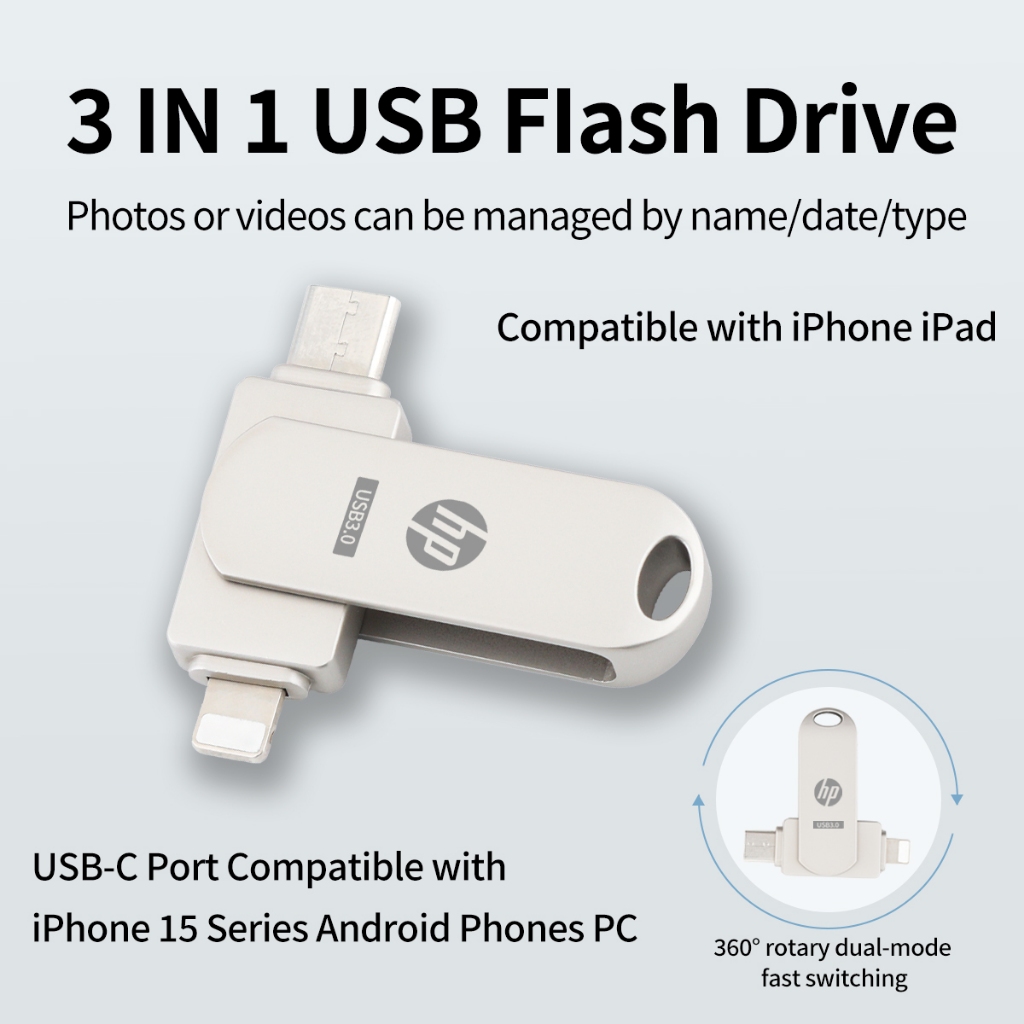 Hp 2TB Photo Stick เหมาะสําหรับ iPhone แฟลชไดรฟ์ USB Thumb Drive Memory Stick จัดเก็บข้อมูลภายนอก