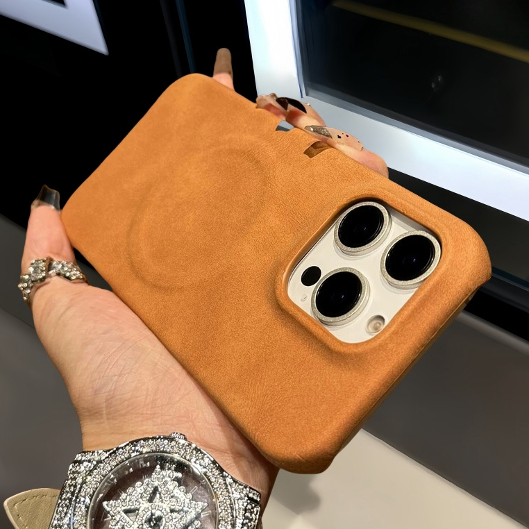 【Leather hard case/Yellow】เคส compatible for iphone 12 13 14 15 16 pro max case