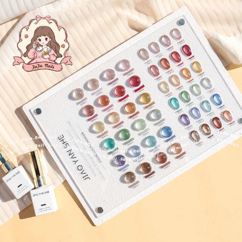 Jys 24 สีลูกปัดแก้ว Cat Eye Nails Set (JIAO YAN SHE) Silk Cat Eye Delicate Super Bright Cat Eye, ฟรีการ์ดสี