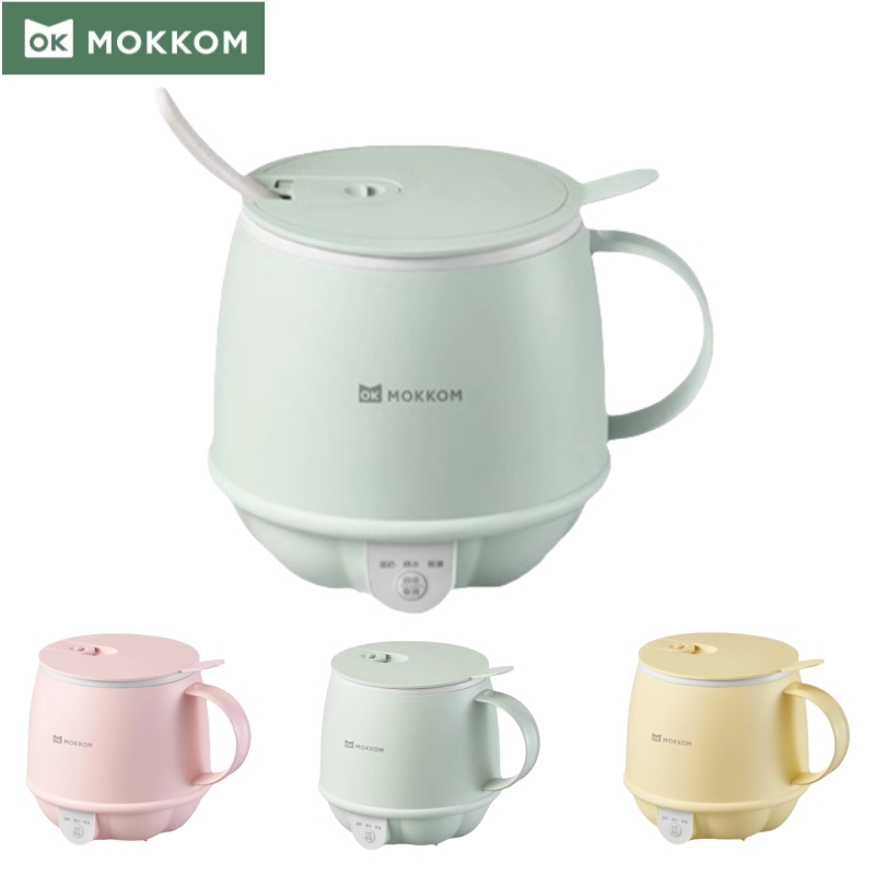 【MK-383】แก้วร้อนไฟฟ้าพกพา Mokkom เครื่องอุ่นนมอัตโนมัติ 300W Mini Electric Milk Warmer Cup 1-2คน พร้อมช้อน+ตัวกรองสแตนเลส（防干烧/自动断电/304不锈钢滤网）
