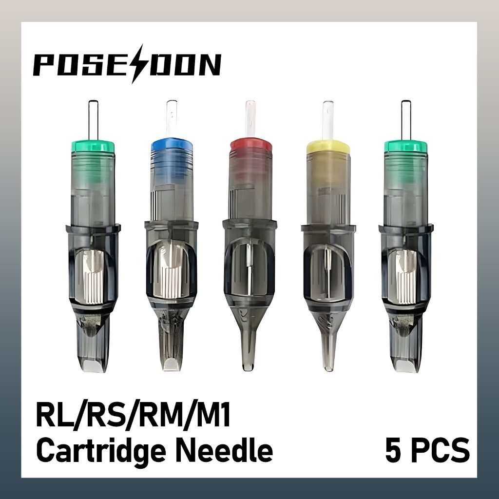 Poseidon 5 ชิ้นเข็มสักตลับหมึก, RS/M1/RL/CM ขนาดผสมตลับหมึกเข็มสักสําหรับปากกาสัก, สัก Accesories Supply อุปกรณ์สักสําหรับศิลปิน