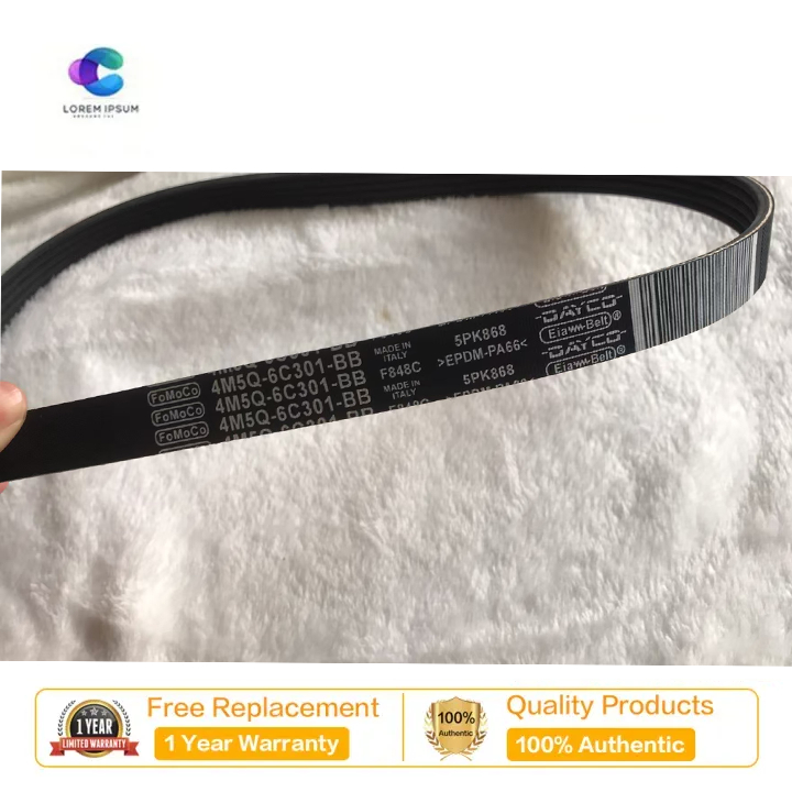 ใช้ได้กับ Ford 1.6 Focus อัตโนมัติ 5PK868 สายพานเครื่องปรับอากาศ 4M5Q-6C301-BB 855268046