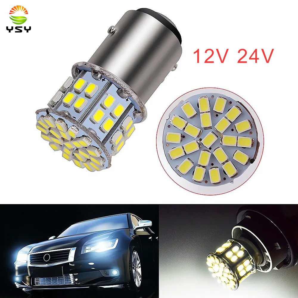 1pcs P21W 1156 BA15S 1157 BAY15D 1206 50 SMD หลอดไฟ Led ยานพาหนะไฟท้ายสํารองไฟเลี้ยวที่จอดรถตัวบ่งชี้ 12V 24V