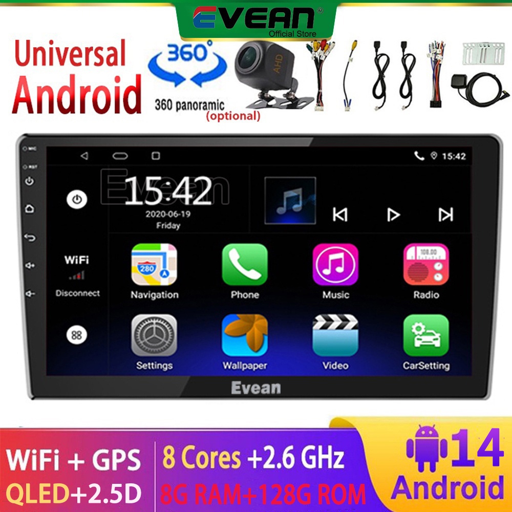 ใหม่ [8G + 128G 8 Core 2.6ghz ] 9/10 นิ้ว Android 14.0 Car Android Player วิทยุสเตอริโอบลูทูธ MP5 เครื่องเล่นมัลติมีเดียรองรับกล้องย้อนกลับ 360 กล้อง Panoramic Wifi GPS วิทยุ FM
