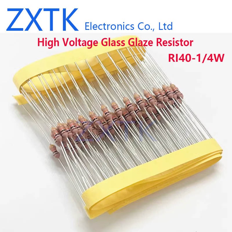 10PCS แรงดันไฟฟ้า Glass Glaze Resistor RI40 1/4W 1K 2K 10K 30K 100K 470K 510K 820K 1M 2M 3.9M 5M แรง