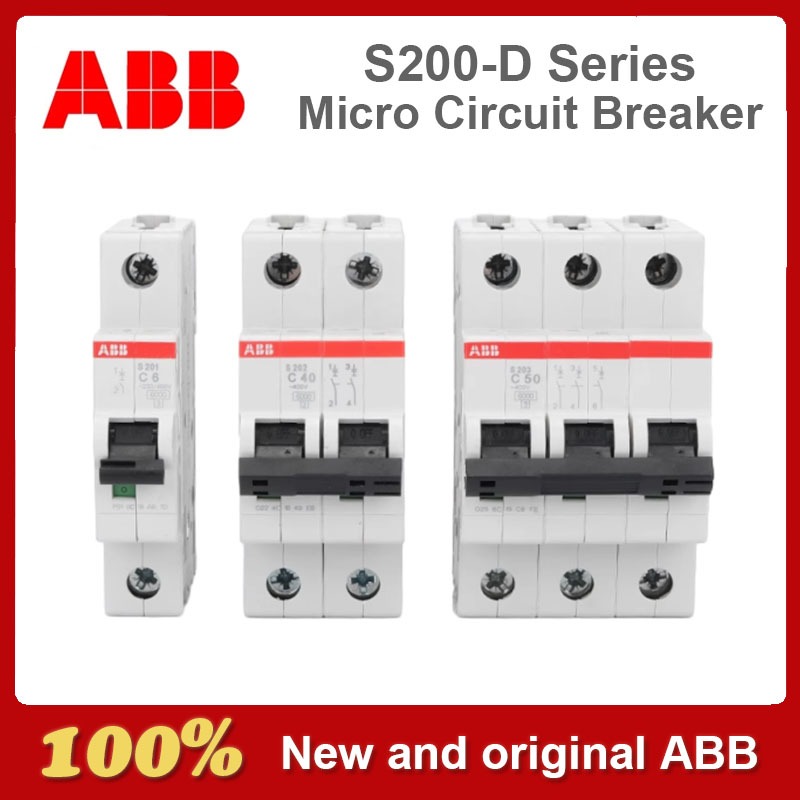 Original ABB S200 S201 S202 S203 S204 1P 2P 3P 4P Miniature Circuit Breaker S200 Series D Type 1P 2P
