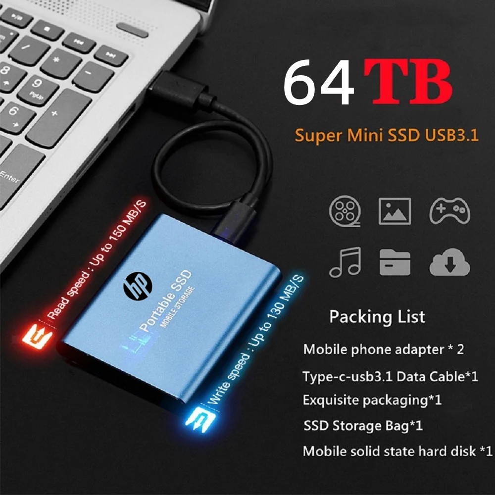 128tb แบบพกพา SSD 64TB ฮาร์ดดิสก์ภายนอก 32TB แฟลชไดรฟ์สําหรับการจัดเก็บข้อมูล 16TB 8TB 4TB Moblie ฮาร์ดดิสก์สําหรับแล็ปท็อปเดสก์ท็อปข้อมูลเก็บหน่วยความจําแฟลชดิสก์ ราคา ถูกที่สุด ดีลบีเคเค แกลเลอรีภาพที่ 6