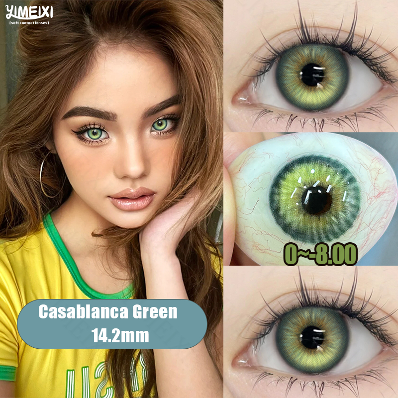 Yimeixi คอนแทคเลนส์เครื่องสําอางสีเขียวพร้อมเกรด 14.2 มม.จําลอง Iris Beauty Eye Iris Contact Llenses