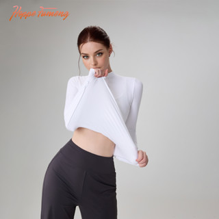 [Hoppe Fumeng] เสื้อยืดโยคะแขนยาวออกกําลังกายของผู้หญิงลําลอ…