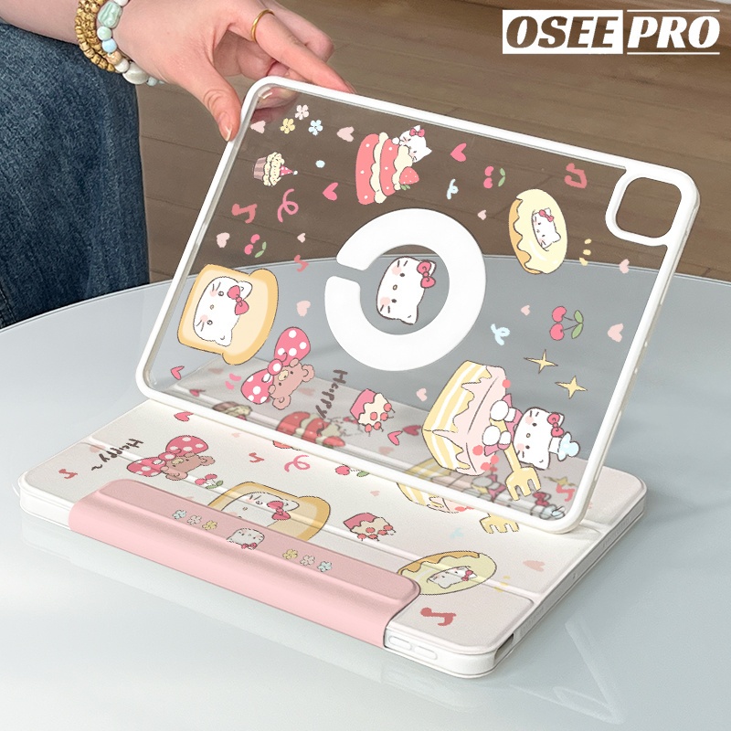 Osee pro ipad กรณีแม่เหล็กที่ถอดออกได้หมุน anti-fall โปร่งใสสําหรับ ipad M4 pro 7 13 inch Pro 2 3 4 5 11 นิ้ว Air 13 นิ้ว ipad air 4 ไอแพด air 5 ไอแพด air 6 air 7 M2/M3 11 inch(2020/2022/2024/2025) ipad gen 7 8 9 ไอแพด gen 10 gen 11 mini 6 mini 7 กรณี