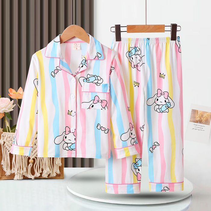 ชุดนอนเด็กผู้หญิงชุดนอนเด็กเสื้อคาร์ดิแกนแขนยาวสำหรับเด็กผู้ชายและเด็กผู้หญิงชุดใส่ในบ้านสำหรับเด็กโตชุดนอนกางเกงขายาว