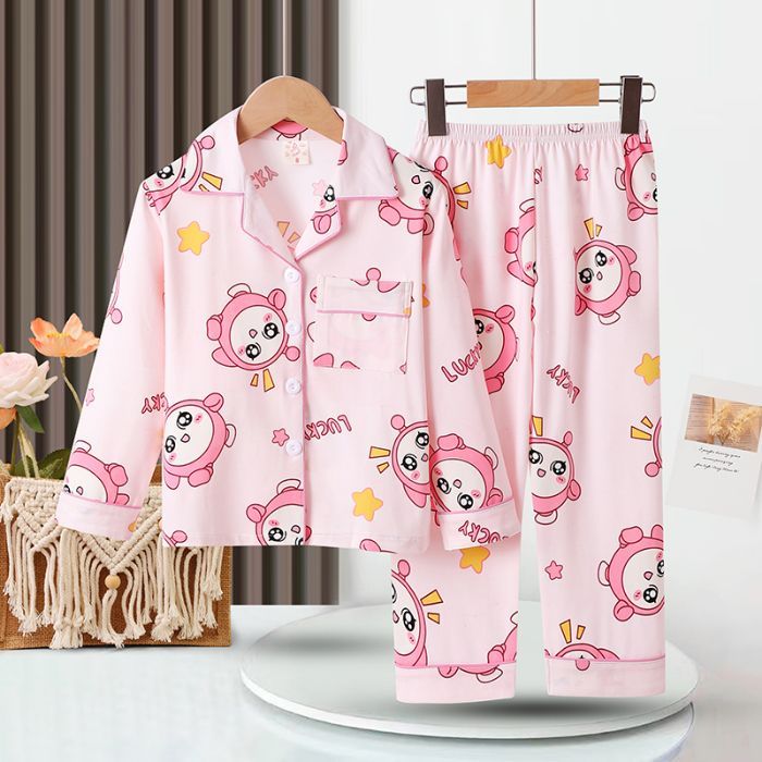 ชุดนอนเด็กผู้หญิงชุดนอนเด็กเสื้อคาร์ดิแกนแขนยาวสำหรับเด็กผู้ชายและเด็กผู้หญิงชุดใส่ในบ้านสำหรับเด็กโตชุดนอนกางเกงขายาว - รูปที่ 2