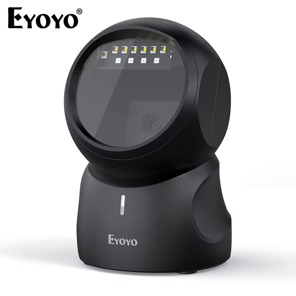 Eyoyo Barcode Scanner, QR 2D แฮนด์ฟรี Omnidirectional Automatic Sensing Scanning USB Desktop Barcode