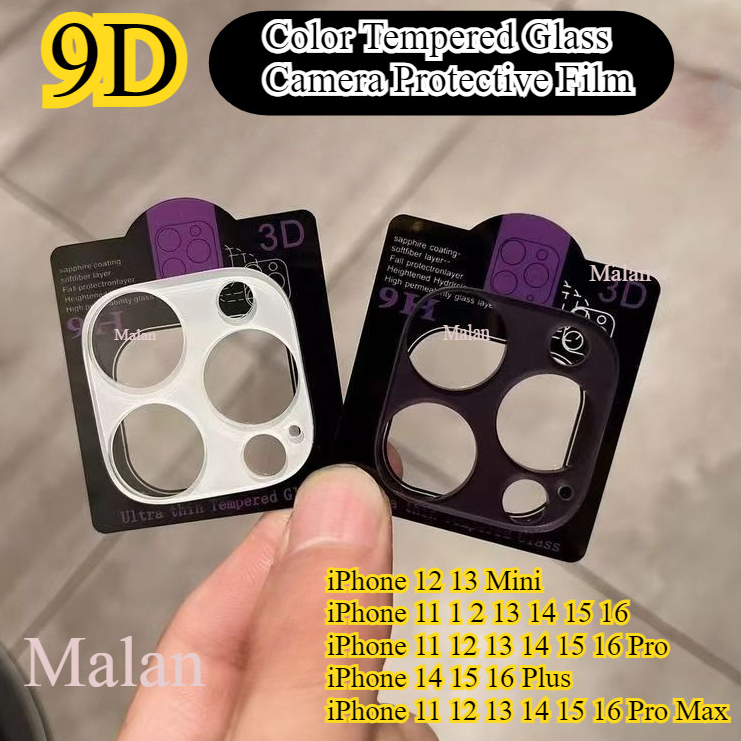 9h สีป้องกันฟิล์มกระจกนิรภัยสําหรับ iPhone 16 15 14 13 11 12 Pro Max Plus เลนส์กล้องฝาครอบป้องกันหน้าจอสําหรับ iPhone 12 13 Mini
