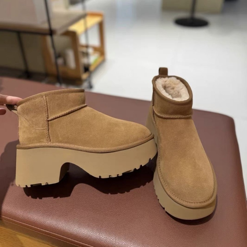 Ugg รองเท้าบูทสตรีส้นสูงแฟชั่น High-Top All-Match Casual Obv
