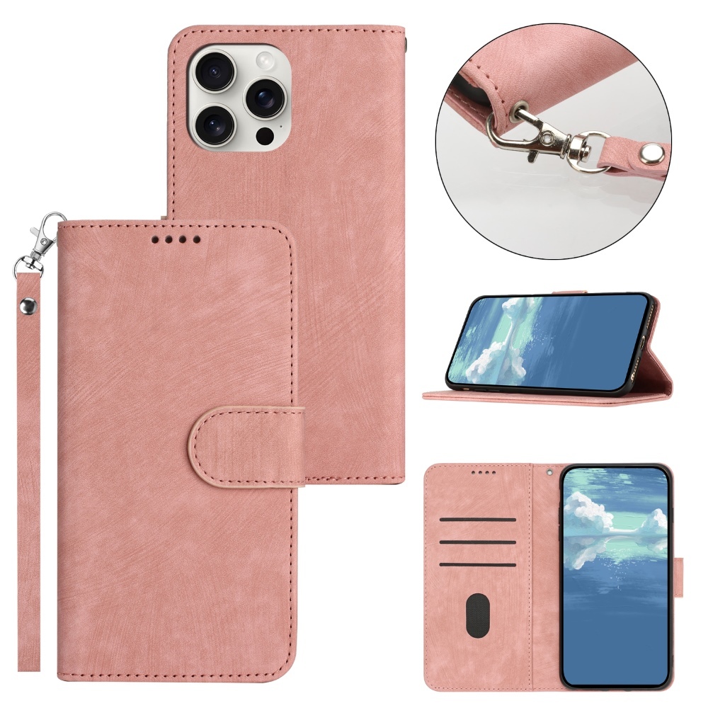 เคสหนังแบบฝาพับสําหรับ iPhone 16 15 Pro Max Plus Wallet Card Slot Skin Feel Stand Case