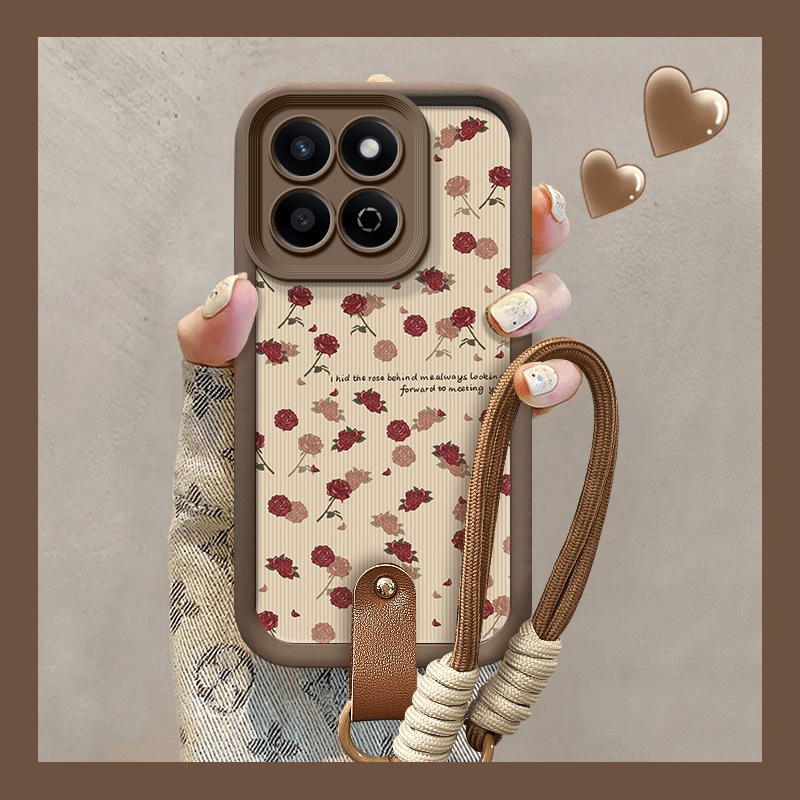 ซิลิโคนนุ่มการ์ตูนหนังเคสโทรศัพท์สายคล้องมือโทรศัพท์ Anti-Drop ฝาครอบป้องกันเหมาะสําหรับ Huawei Honor Play 60 Plus/Honor 200 สมาร์ท 5G/X7C